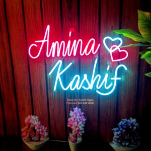 Neon Light Couple names with hearts