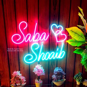 Neon Light Couple names with hearts 2