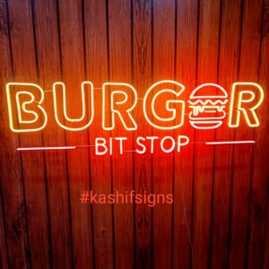 Burger Bit Stop Neon Sign