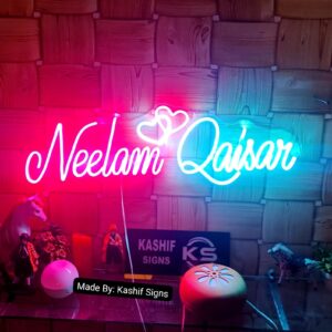 Custom Neon Light Couple Names with Hearts