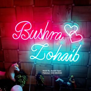 Couple Name Neon Sign with Double Heart