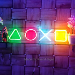 Neon Light Gamer Keys Sign | PlayStation Keys Icon