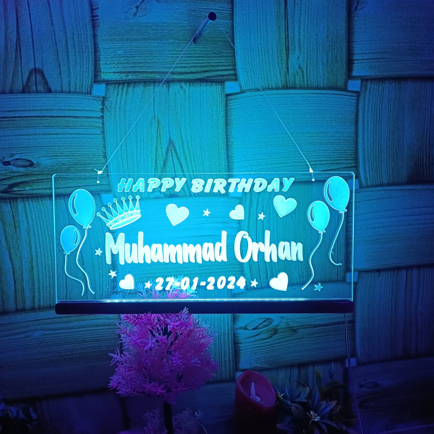 Happy Birthday LED 3D Name Plate – Custom Acrylic Light - Image 7