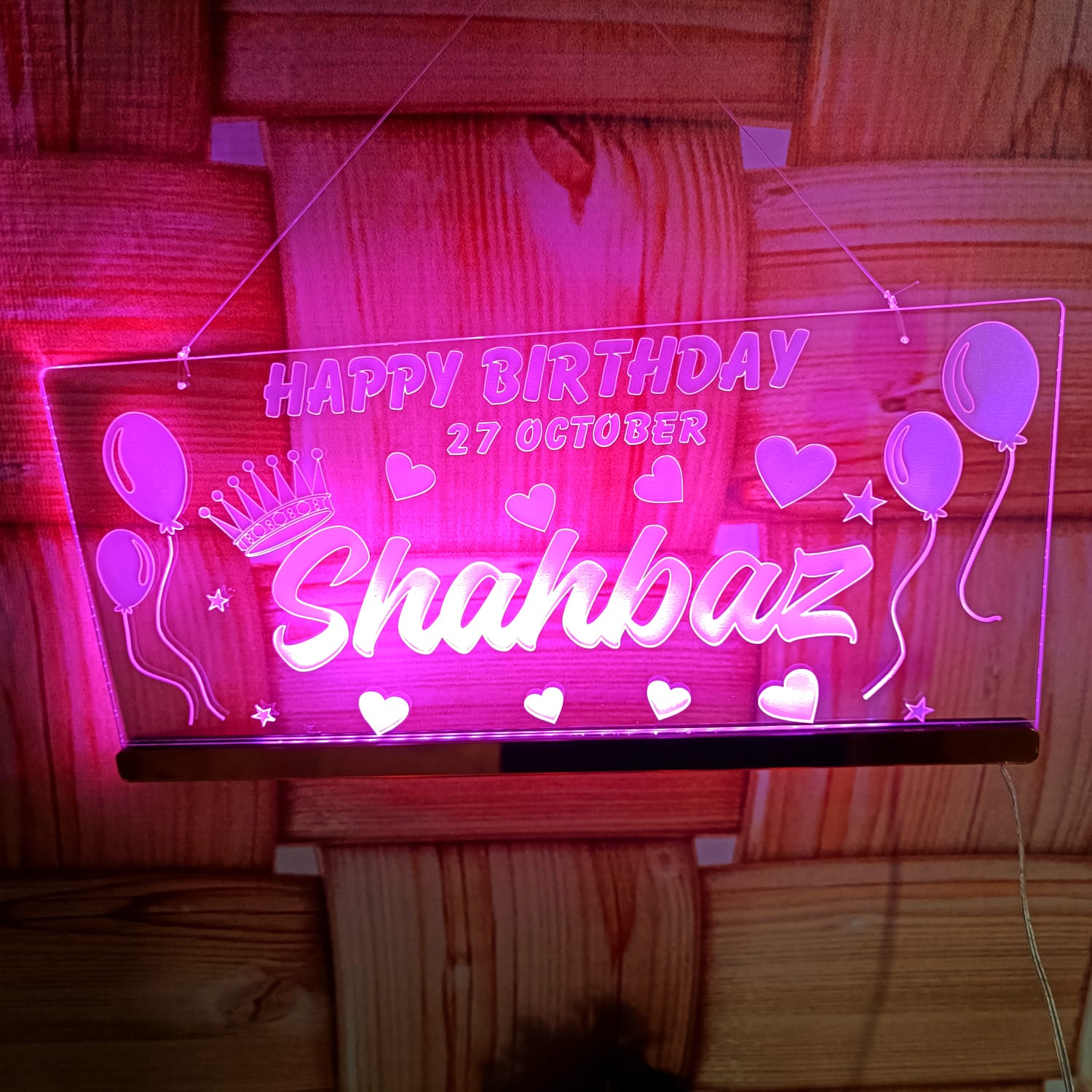 Happy Birthday LED 3D Name Plate – Custom Acrylic Light - Image 6