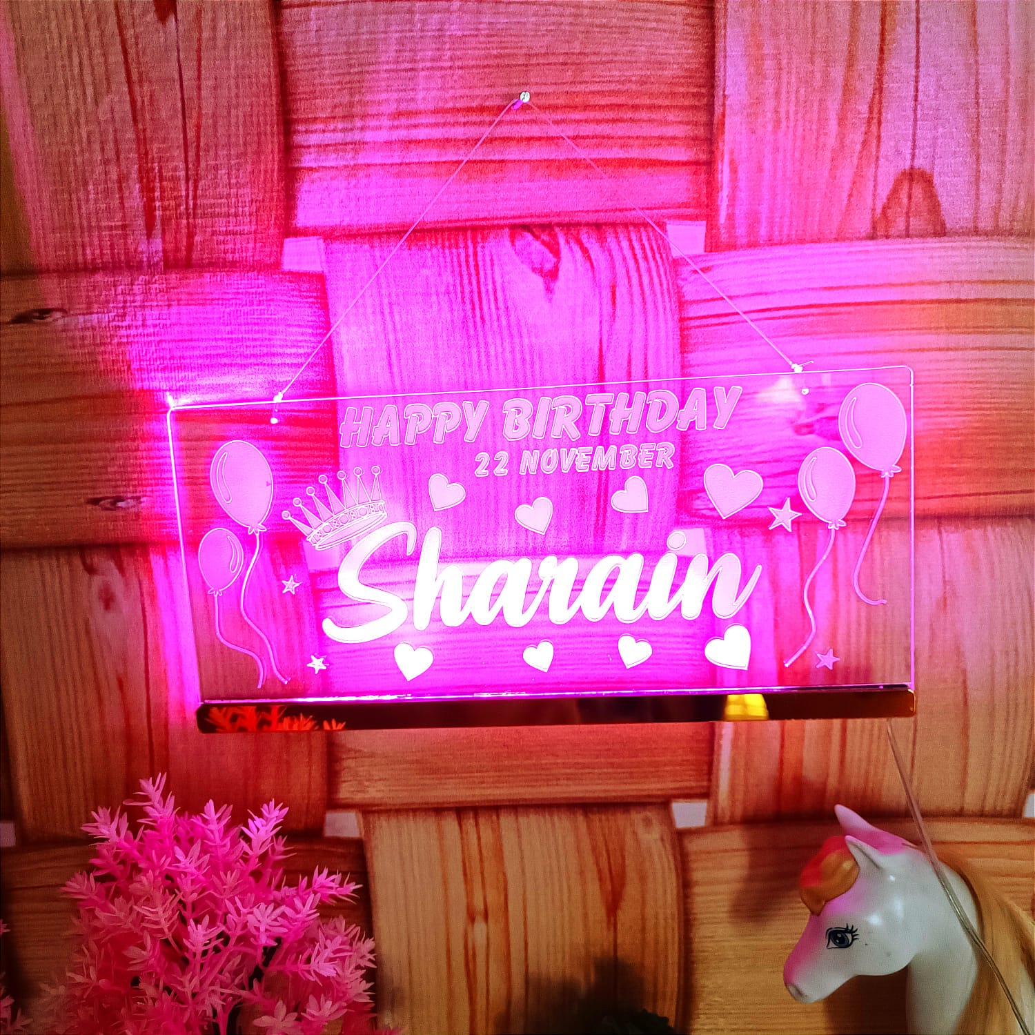 Happy Birthday LED 3D Name Plate – Custom Acrylic Light - Image 5