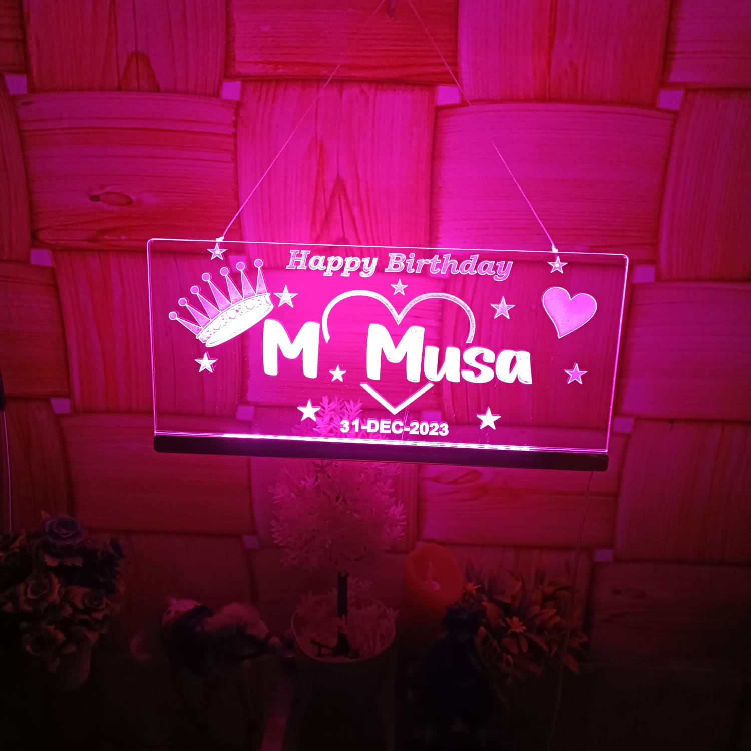 Happy Birthday LED 3D Name Plate – Custom Acrylic Light - Image 8