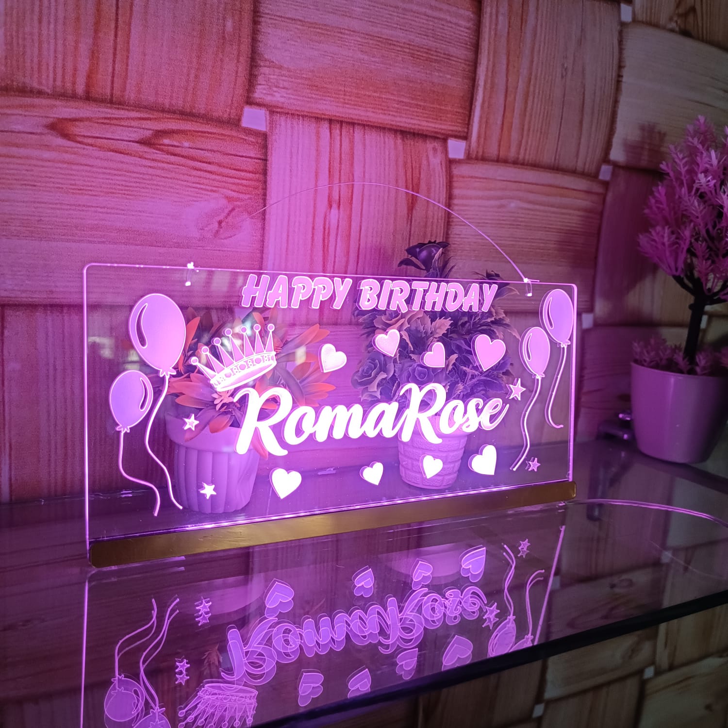 Happy Birthday LED 3D Name Plate – Custom Acrylic Light - Image 2