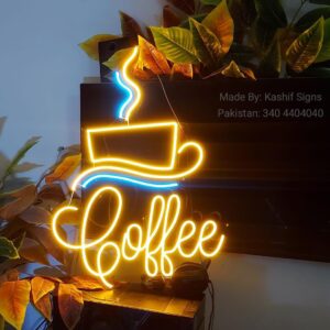 Coffee Neon Sign with Cup Logo