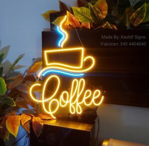 Coffee Neon Sign with Cup Logo