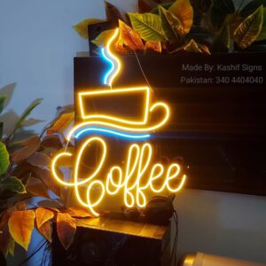 Coffee Neon Sign with Cup Logo