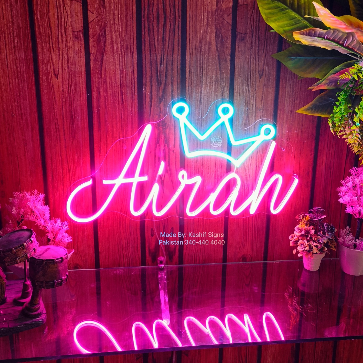 Neon Light Name Airah made by Kashif Signs