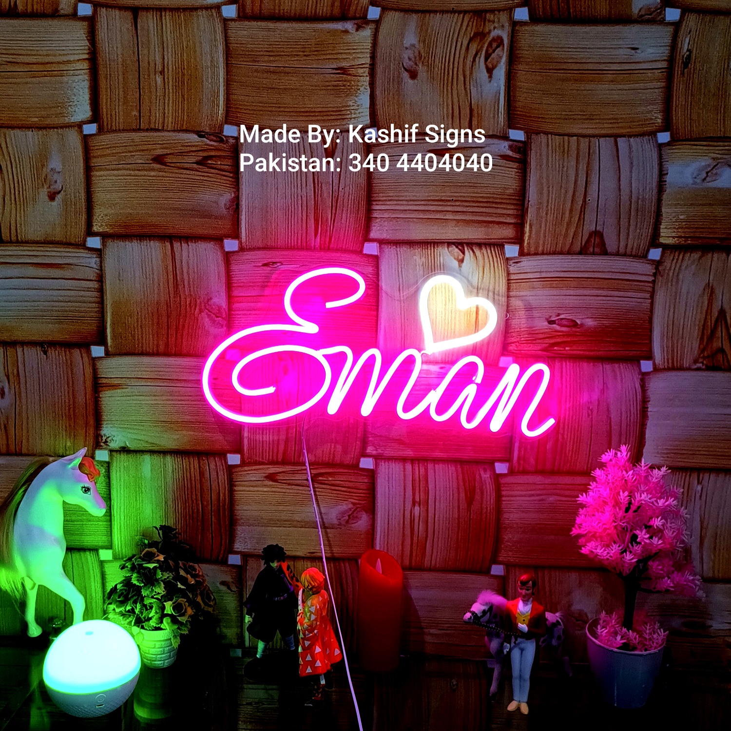 Neon Light Name Eman made by Kashif Signs