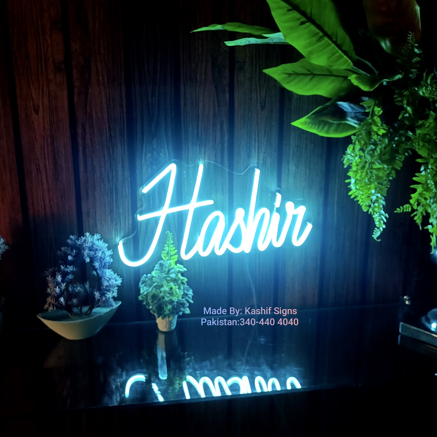 Neon Light Name Hashir made by Kashif Signs