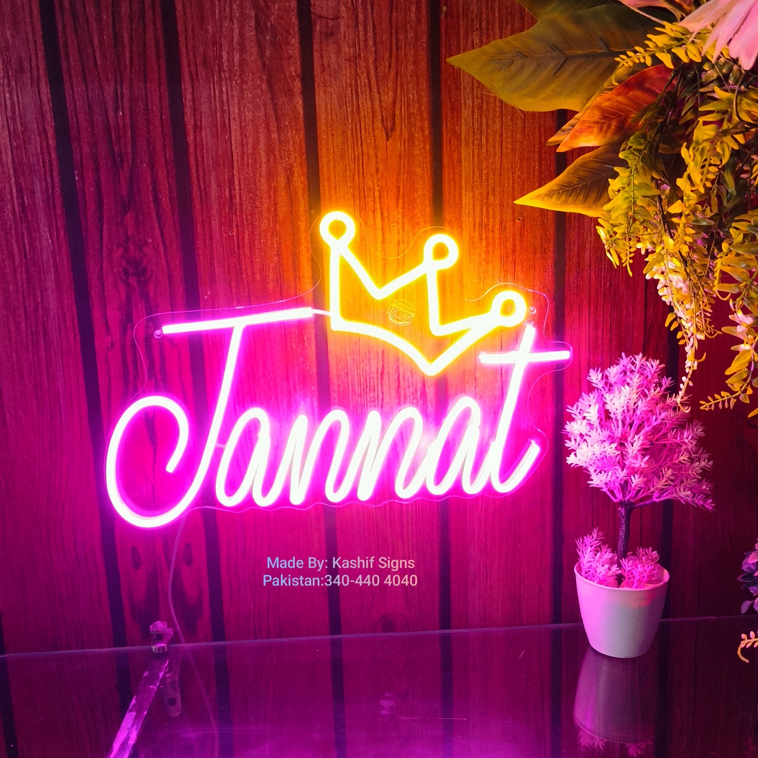 Neon Light Name Jannat made by Kashif Signs
