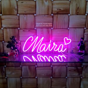 Neon Light Name Maira made by Kashif Signs