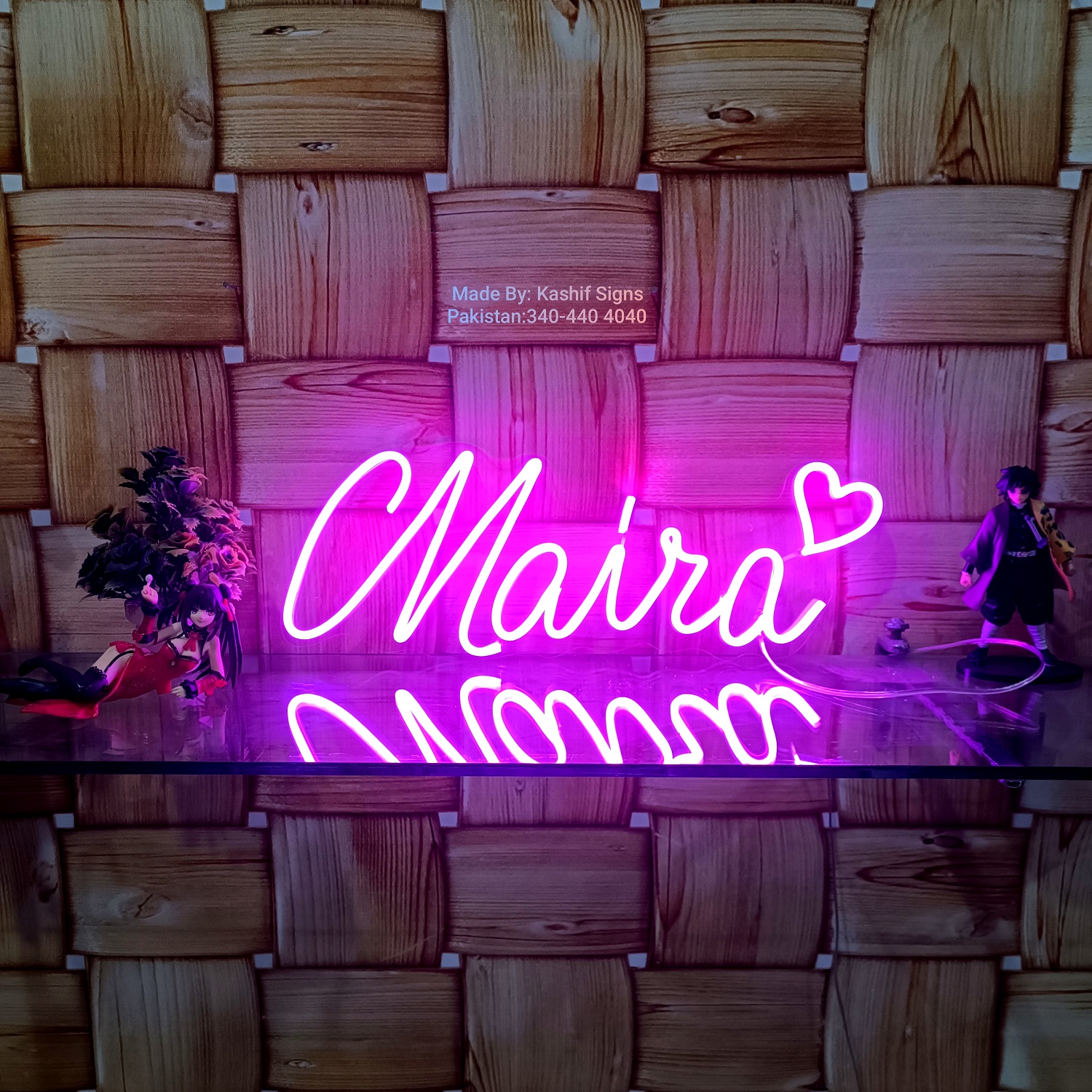 Neon Light Name Maira made by Kashif Signs