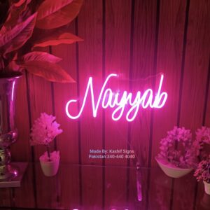 Neon Light Name Nayyab made by Kashif Signs