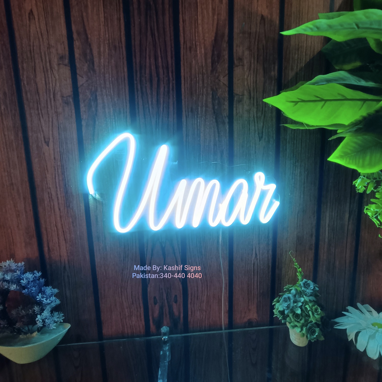 Neon Light Name Umar made by Kashif Signs