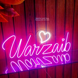 Neon Light Name Warzaib made by Kashif Signs